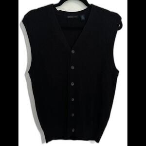 Vintage VanHeuson Studio Black Knit Button Down Vest